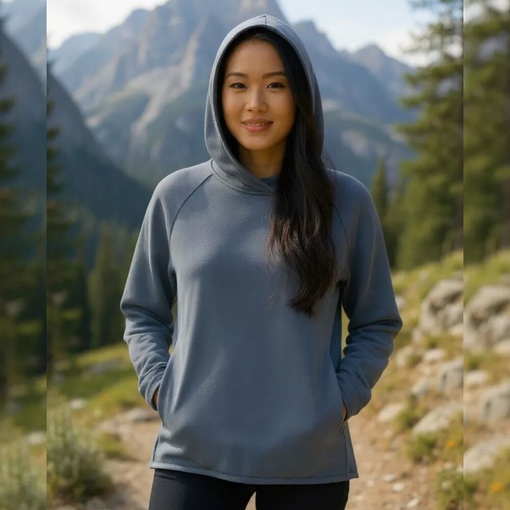 Eddie Bauer Slate Gray Hooded Pullover Sweatshirt